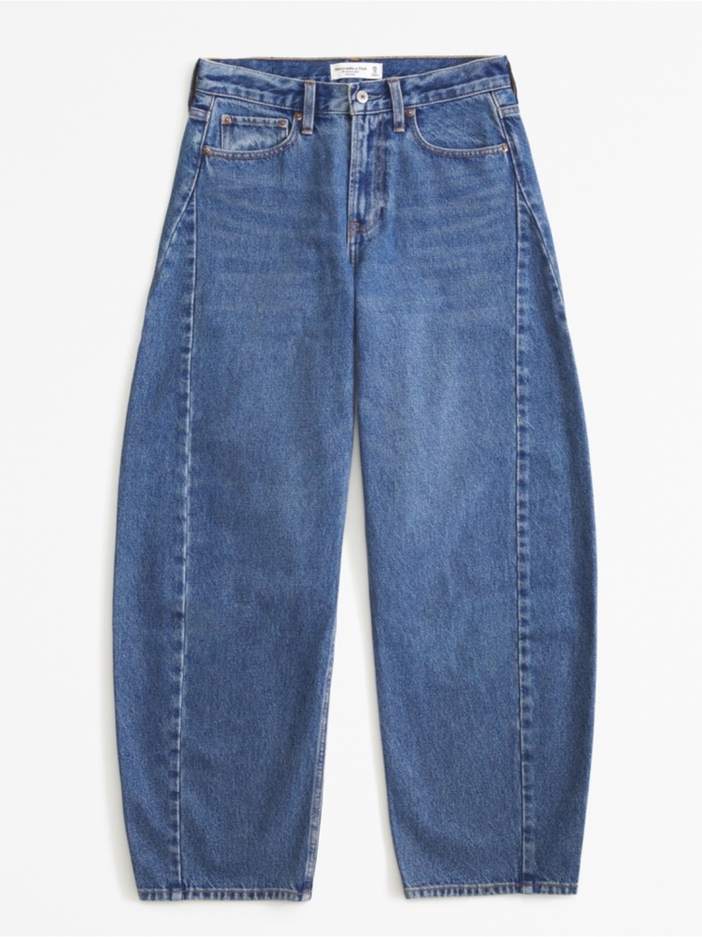 Nwt Abercrombie Mid Rise Barrel Jeans Medium Blue